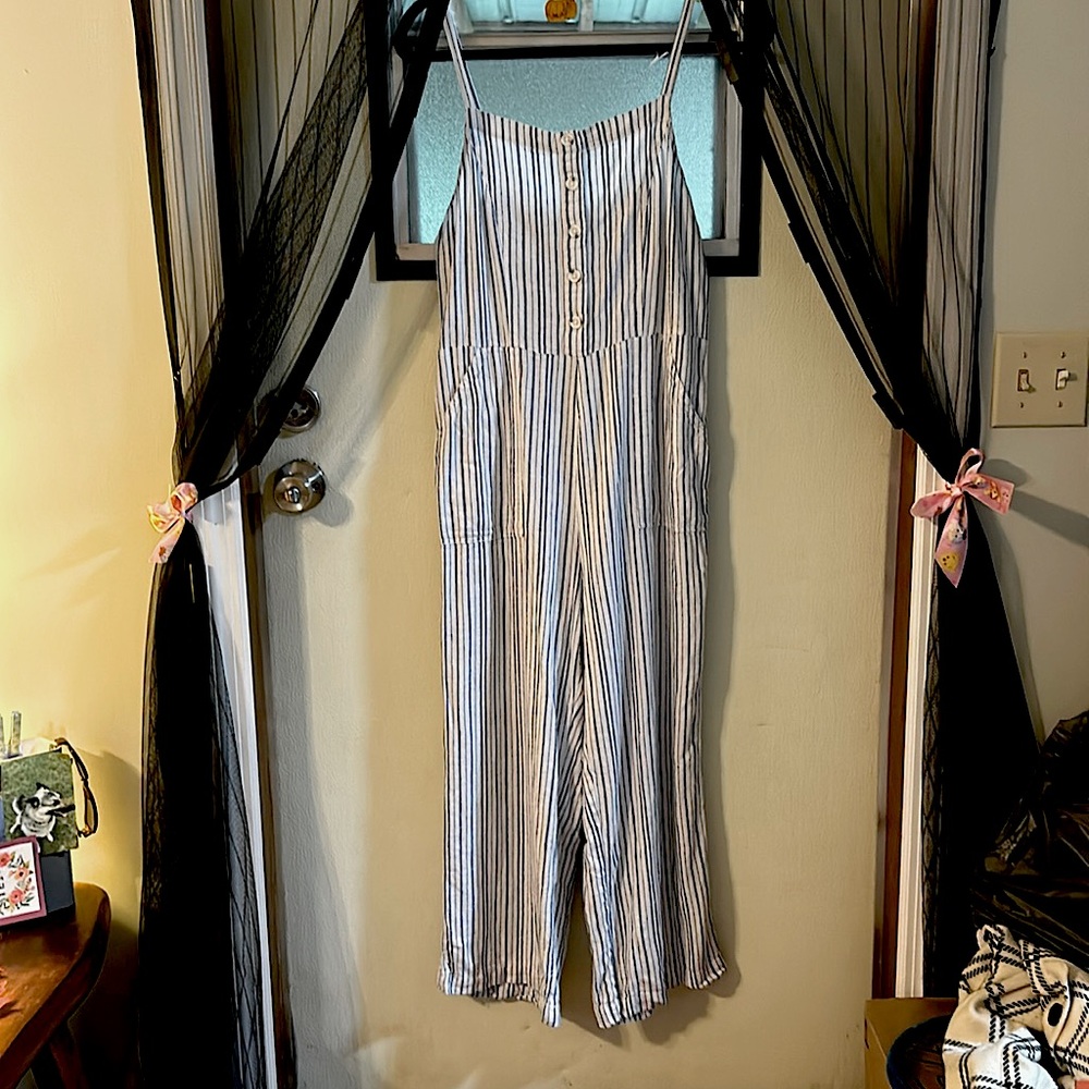 White and Blue Old Navy Jumpsuit